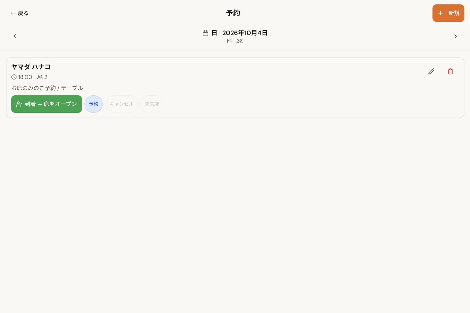 予約カレンダーと予約表